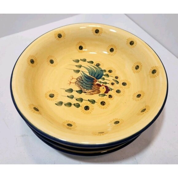 Carol Endres Pure Art Rooster and Sunflower Ceramic 8" Pasta Bowls Set of 3 - Picture 6 of 8